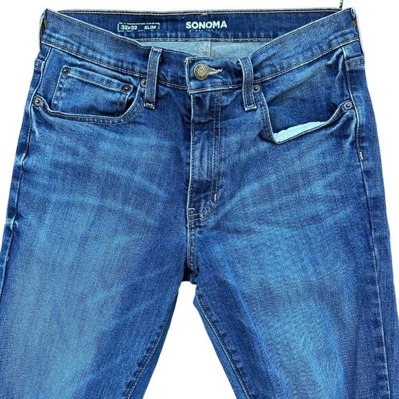 Sonoma Men’s Slim Blue Distressed Jeans Size 32x32 - Picture 2 of 13